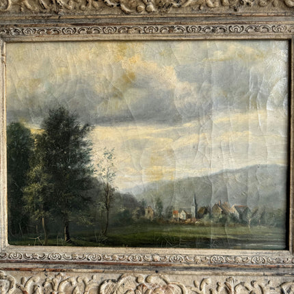 Antique Landscape Oil Painting "Ornate Frame" Handcrafted Art Holland Art Shop