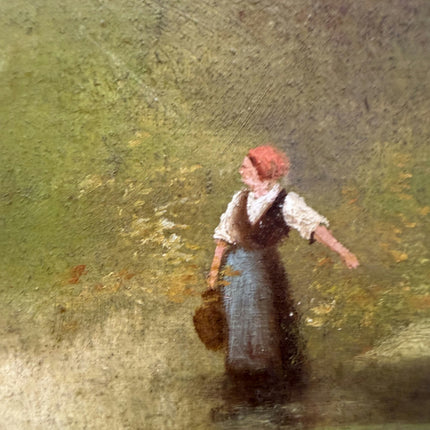Expressive Landscape Oil Painting "Girl Crossing" Refined Artwork Holland Art Shop