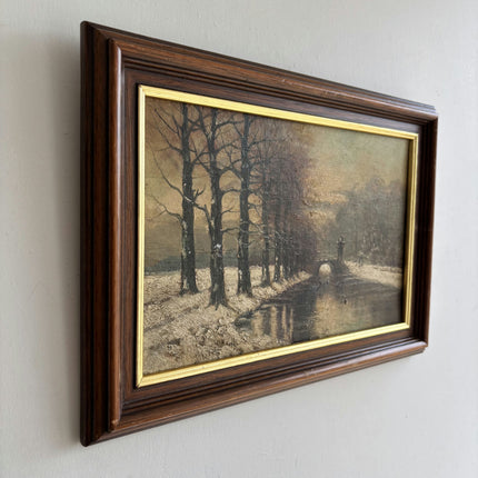 Detailed Winter Landscape Oil Painting "Row Of Trees" Classic Small Art Holland Art Shop