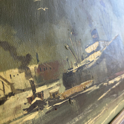 Timeless Harbor Scene Oil Painting "Cargo Ship" Original Belgique Art Holland Art Shop