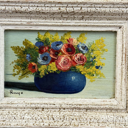 Authentic Floral Still Life Oil Painting "Blue Vase" Vintage Small Art Holland Art Shop