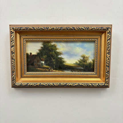 Timeless Landscape Oil Painting "Golden Frame" Authentic Small Art Holland Art Shop