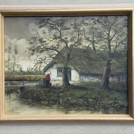 Expressive Farm Oil Painting "Thatched Cottage" Detailed Artwork Holland Art Shop