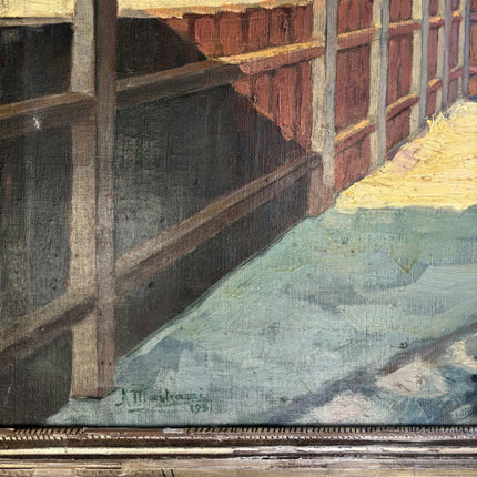 Refined Winter Landscape Oil Painting "Wooden Fence" Vintage Large Artwork Holland Art Shop