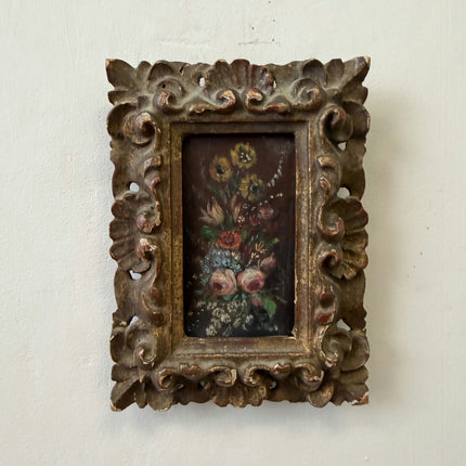 Original Floral Still Life Oil Painting "Ornate Frame" Elegant Small Artwork Holland Art Shop