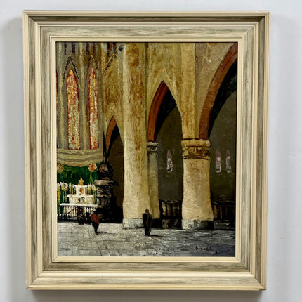 Expressive Church Interior Oil Painting "Stone Columns" Timeless Large Artwork Holland Art Shop