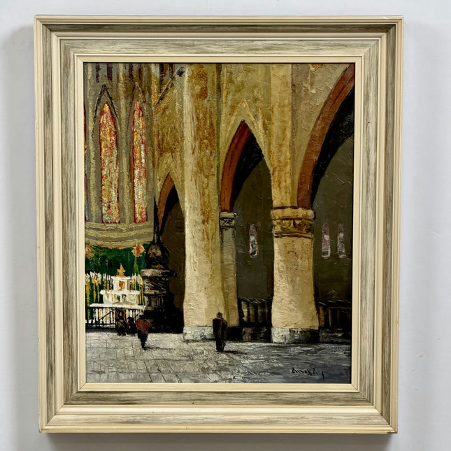 Expressive Church Interior Oil Painting "Stone Columns" Timeless Large Artwork Holland Art Shop