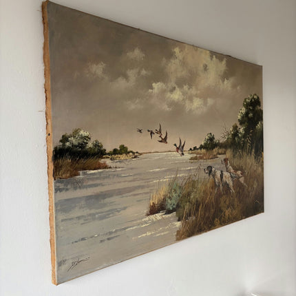 Handcrafted Animals Oil Painting "Pointing Dogs" Expressive Large Artwork Holland Art Shop