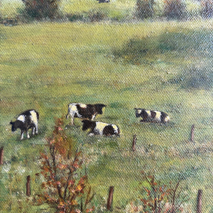 Detailed Landscape Oil Painting "Grazing Cows" Expressive Dutch Artwork Holland Art Shop