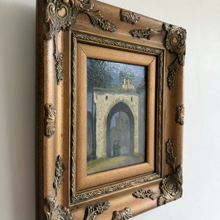 Handcrafted Cityscape Oil Painting "Ornate Frame" Rustic Small Art Holland Art Shop