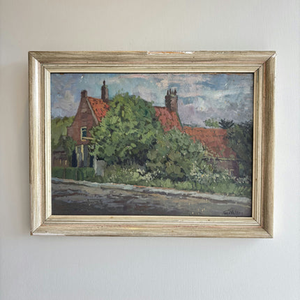 Handcrafted Landscape Oil Painting "Tiled Roof" Detailed Artwork Holland Art Shop