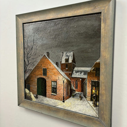 Vintage Cityscape Oil Painting "Brick Barn" Handcrafted Dutch Art Holland Art Shop