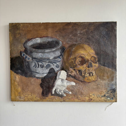 Elegant Still Life Oil Painting "Human Skull" Detailed Art Holland Art Shop