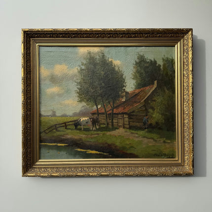 Detailed Landscape Oil Painting "Thatched Cottage" Traditional Large Art Holland Art Shop