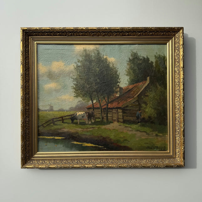 Detailed Landscape Oil Painting "Thatched Cottage" Traditional Large Art Holland Art Shop