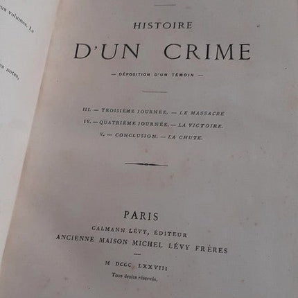 Book 1906 Victor Hugo Rare 5th Printing - Histoire D'un Crime French Books - HollandArtShop