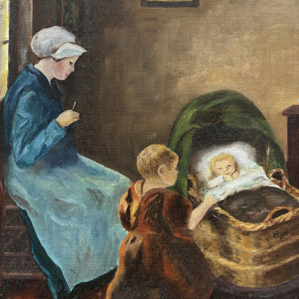 Detailed Interior Oil Painting "Seated Woman" Original Art Holland Art Shop