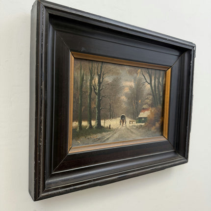 Refined Winter Landscape Oil Painting "Horse Cart" Elegant Artwork Holland Art Shop