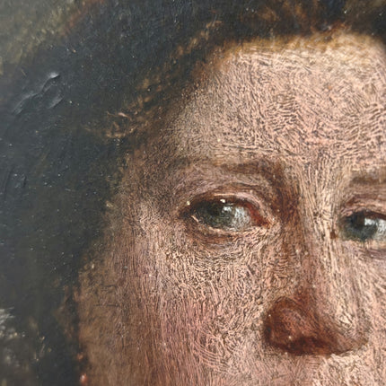 19th Century Antique Portrait Oil Painting "Woman Portrait" Small Artwork Holland Art Shop