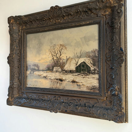 Expressive Oil Painting Winter Landscape "Framed Canvas" Medium Artwork