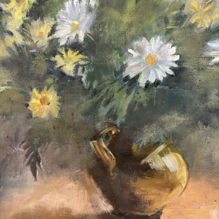 Original Flowery Still Life Oil Painting "Daisy Bouquet" Detailed Art Holland Art Shop