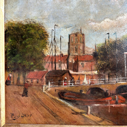 Authentic Cityscape Oil Painting "Harbor Bridge" Timeless Small Artwork Holland Art Shop