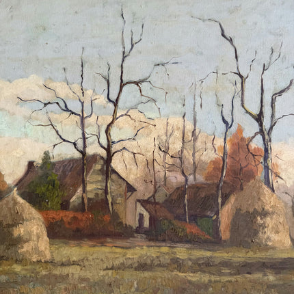 Detailed Farm Oil Painting "Thatched Cottage" Traditional Artwork Holland Art Shop