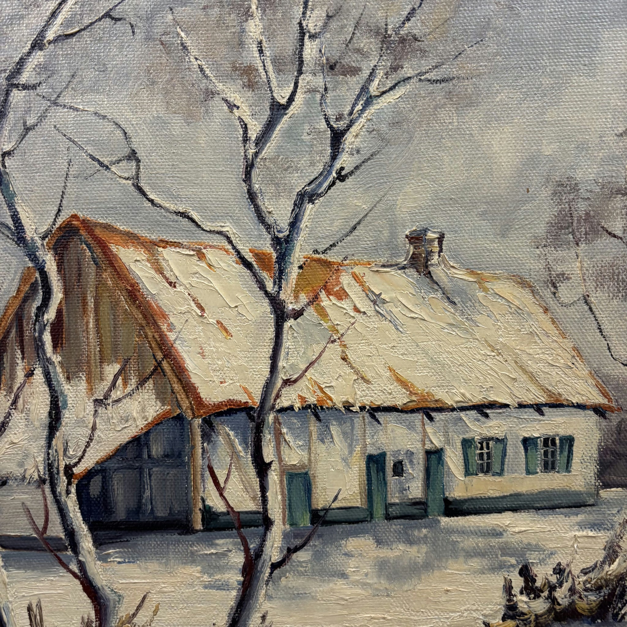 Traditional Winter Landscape Oil Painting 