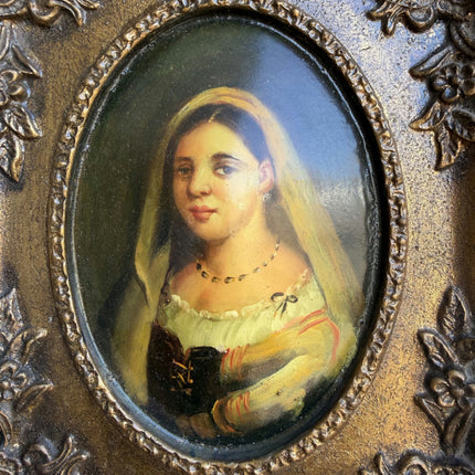 Original Portrait Oil Painting "Veiled Woman" Refined Small Art Holland Art Shop