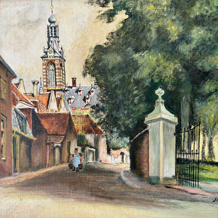 Traditional Cityscape Oil Painting "Village Street" Refined Art Holland Art Shop