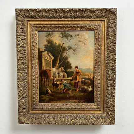 19th Century Antique Farm Oil Painting "Grazing Cows" Artwork Holland Art Shop