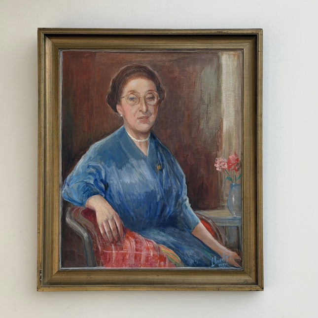 Original Portrait Oil Painting "Seated Woman" Rustic Art Holland Art Shop