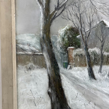 Picardo Authentic Winter Landscape Pastel "Snowy Cottage" Rustic Artwork Holland Art Shop