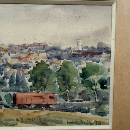 Elegant Landscape Aquarel "Row Houses" Expressive Small Artwork Holland Art Shop