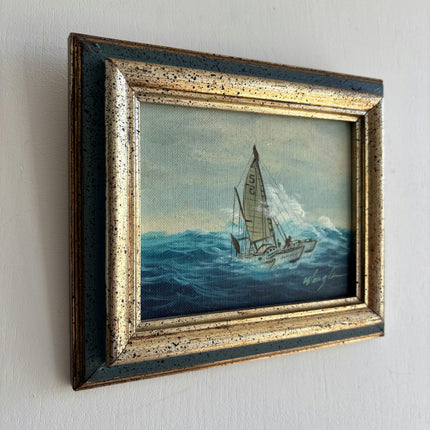 Detailed Seascape Oil Painting "Sailing Boat" Original Small Art Holland Art Shop