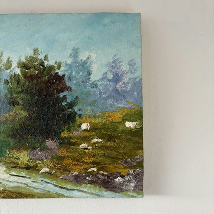 Handcrafted Landscape Oil Painting "Two Walkers" Expressive Small Artwork Holland Art Shop
