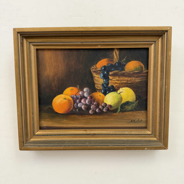 Classic Still Life Oil Painting "Fruit Basket" Detailed Small Artwork Holland Art Shop