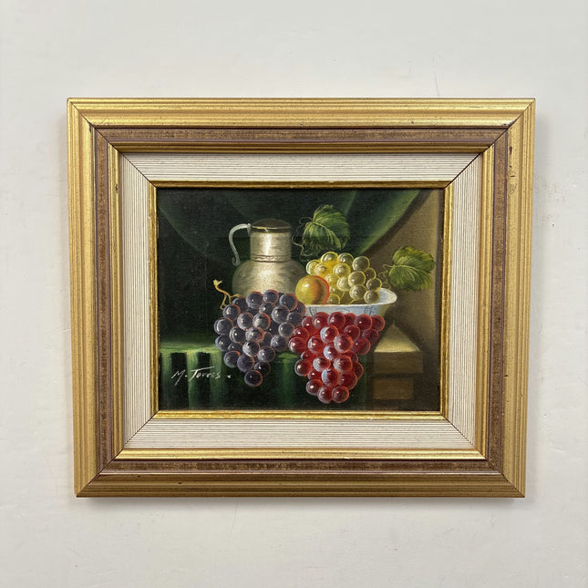 Expressive Still Life Oil Painting "Grapes Cluster" Elegant Small Artwork Holland Art Shop