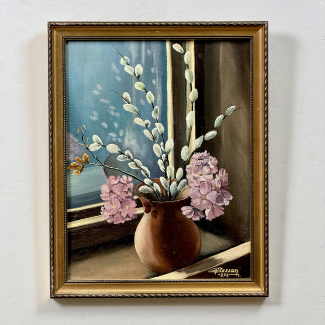 Detailed Floral Still Life Oil Painting "Pussy Willow" Expressive Small Artwork Holland Art Shop
