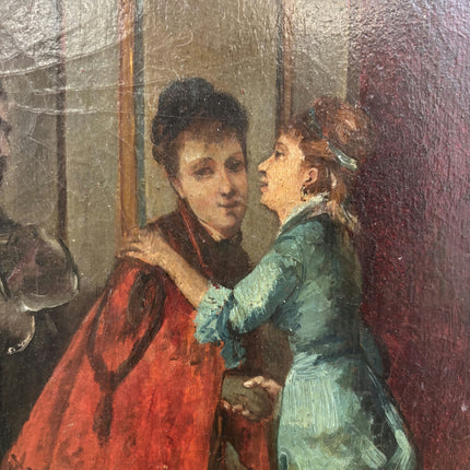 19th Century Antique Figurative Oil Painting "Embracing Woman" Art Holland Art Shop