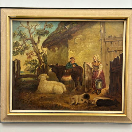 19th Century Antique Animals Oil Painting "Farm Cow" Art Holland Art Shop