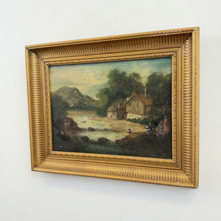 Antique Landscape Oil Painting "River Cottage" Classic Art Holland Art Shop