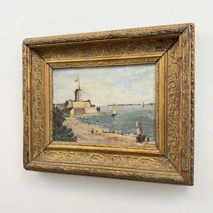 Vintage Scenery Oil Painting "Gilded Frame" Rustic Small Art Holland Art Shop