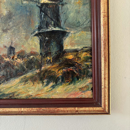 Detailed Landscape Oil Painting "Old Windmill" Rustic Small Artwork Holland Art Shop