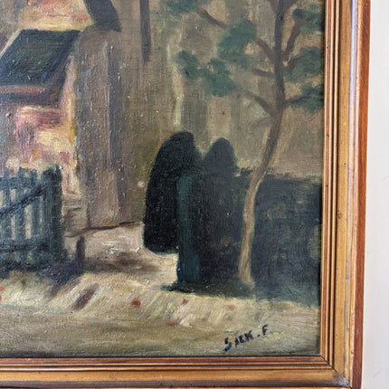 Detailed Cityscape Oil Painting "Framed Painting" Traditional Small Art Holland Art Shop