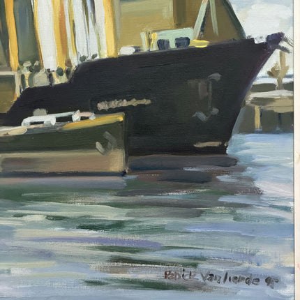 Vintage Harbor Scene Oil Painting "Stretched Canvas" Detailed Large Art Holland Art Shop