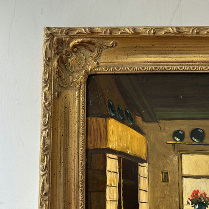 Vintage Interior Oil Painting "Gilded Frame" Rustic Small Art Holland Art Shop