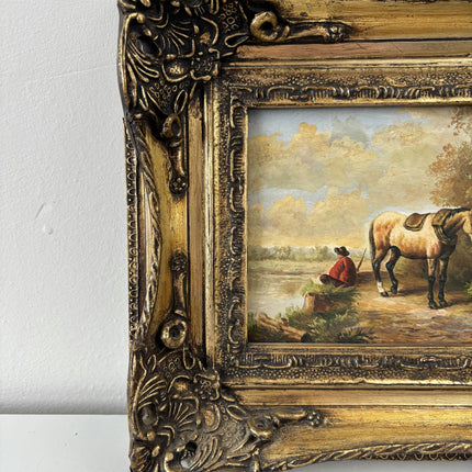 19th Century Oil Painting Figurative "Saddle Horse" French Artwork Holland Art Shop