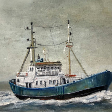 Original Seascape Oil Painting "Fishing Boat" Detailed Artwork Holland Art Shop