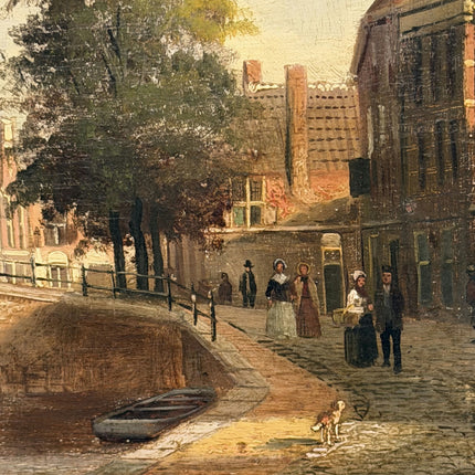 Detailed Cityscape Oil Painting "Canal Bridge" Elegant Artwork after Weissenbruch Holland Art Shop